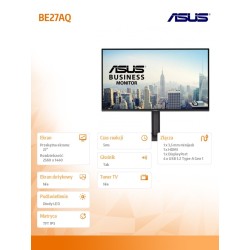 Asus Monitor 27 cali BE27AQ BU IPS QHD HDMI USB DP | PartsPC.pl