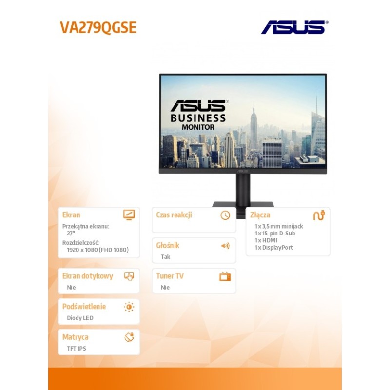 Monitor Asus 27" VA279QGSE Business Monitor IPS FHD 120Hz HD… | PartsPC.pl