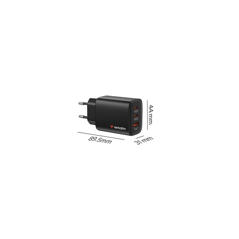 Ładowarka ścienna Verbatim Essentials GaN 65W USB-A 2xUSB-C … | PartsPC.pl