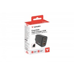 Ładowarka ścienna Verbatim Essentials GaN 65W USB-A 2xUSB-C … | PartsPC.pl