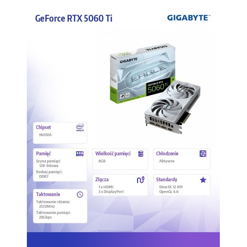 Gigabyte Karta graficzna GeForce RTX 5060 Ti EAGLE OC ICE 8G… | PartsPC.pl