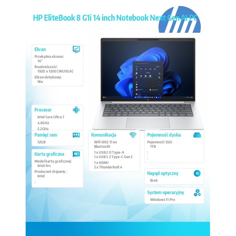 Notebook EliteBook 8 G1i U7-258V 1TB/32GB/W11P/14.0   C51G2E… | PartsPC.pl