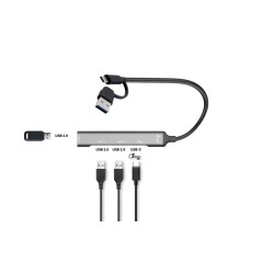 Hub USB-C/USB-A Metal 1x USB 3.0 + 3x USB 2.0 | PartsPC.pl