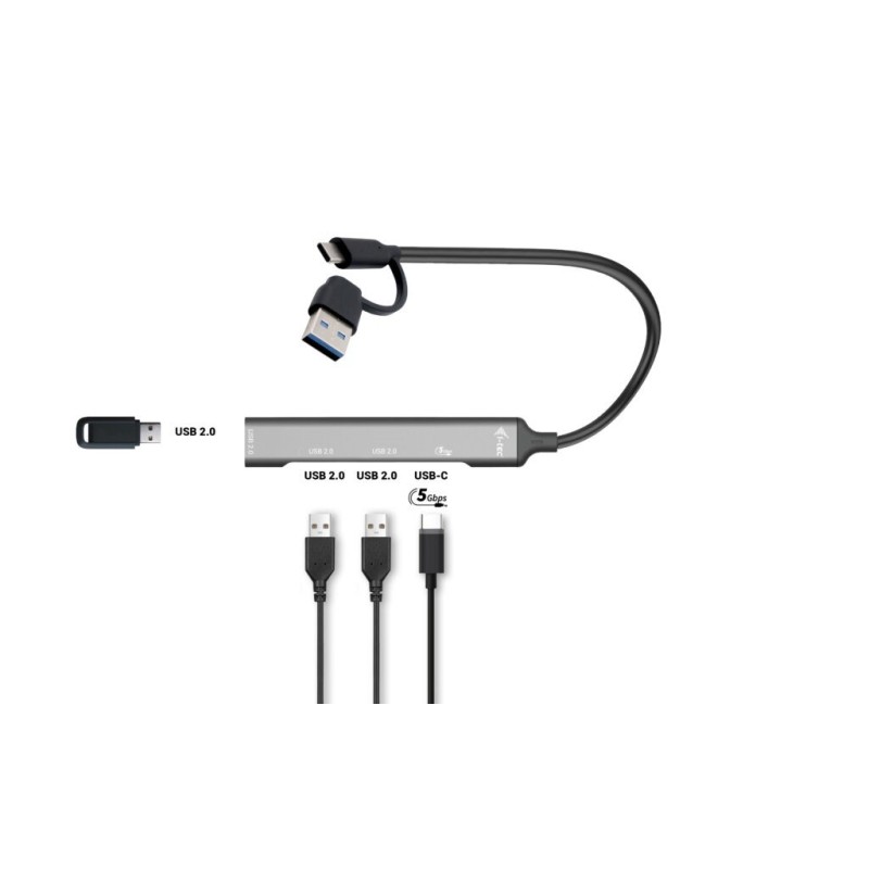 Hub USB-C/USB-A Metal 1x USB 3.0 + 3x USB 2.0 | PartsPC.pl
