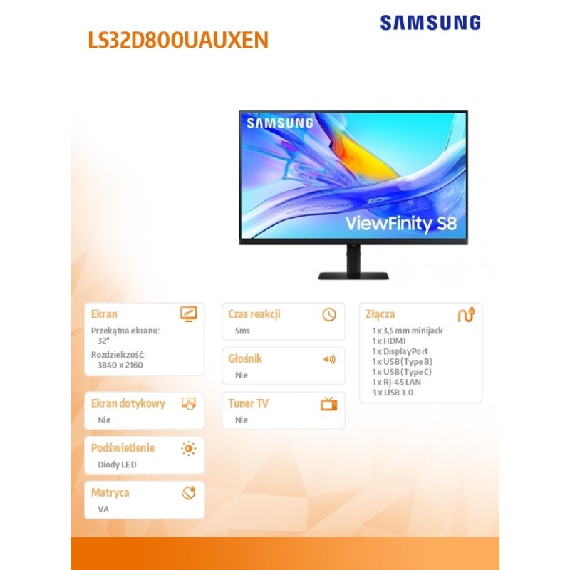 Monitor 32 cali ViewFinity S80UD VA 3840x2160 UHD 16:9 1xHDM… | PartsPC.pl