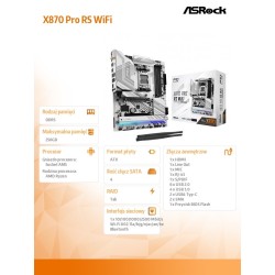 Płyta ASrock X870 PRO RS WIFI /AMD X870/DDR5/SATA3/M.2/USB4/PCIe5.0/AM5/ATX