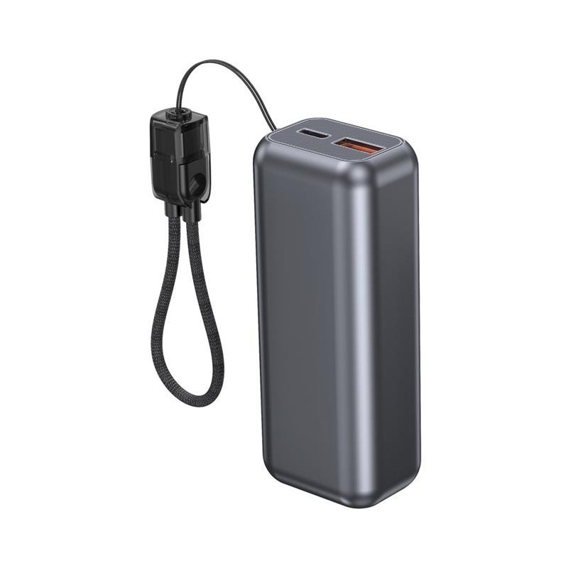 PowerBank LCD 10000mAh QC3.0 20W szary | PartsPC.pl
