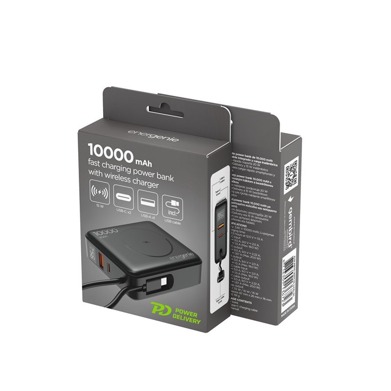 PowerBank 10000mAh 1xUSB-C/1xUSB-A 20W bezprzewodowy 15W cza… | PartsPC.pl