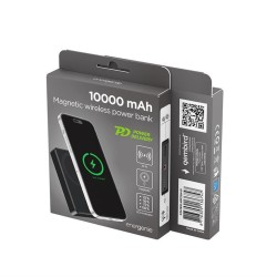 PowerBank 10000mAh 1xUSB-C PD 20W bezprzewodowy 15W czarny | PartsPC.pl
