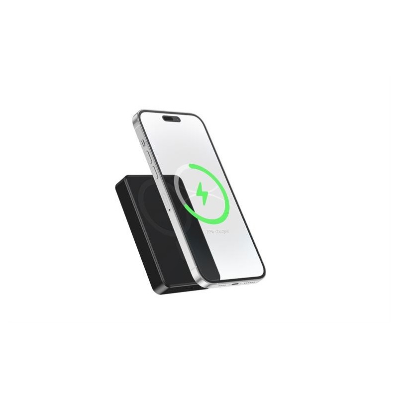 PowerBank 10000mAh 1xUSB-C PD 20W bezprzewodowy 15W czarny | PartsPC.pl