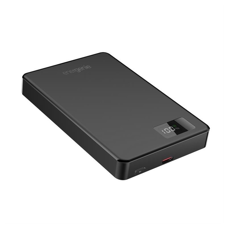 PowerBank 10000mAh LCD 1xUSB-C 20W bezprzewodowy 15W czarny | PartsPC.pl