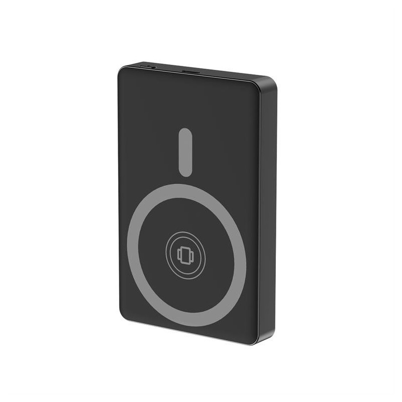 PowerBank 10000mAh LCD 1xUSB-C 20W bezprzewodowy 15W czarny | PartsPC.pl