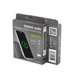 PowerBank 10000mAh LCD 1xUSB-C 20W bezprzewodowy 15W czarny | PartsPC.pl