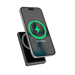 PowerBank 10000mAh LCD 1xUSB-C 20W bezprzewodowy 15W czarny | PartsPC.pl