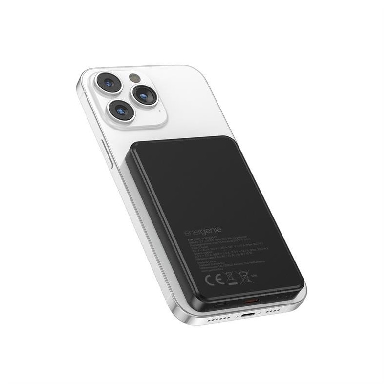 PowerBank bezprzewodowy, magnetyczny 5000mAh 15W czarny | PartsPC.pl