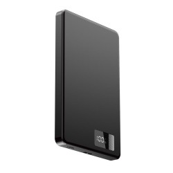 PowerBank bezprzewodowy, magnetyczny, LCD 5000mAh 15W czarny | PartsPC.pl