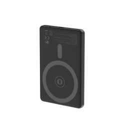 PowerBank bezprzewodowy, magnetyczny, LCD 5000mAh 15W czarny | PartsPC.pl