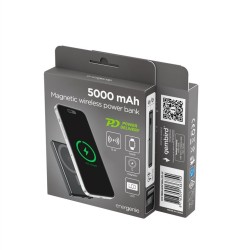 PowerBank bezprzewodowy, magnetyczny, LCD 5000mAh 15W czarny | PartsPC.pl