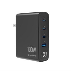 Ładowarka uniwersalna GaN 100W LCD 3xUSB-C 1xUSB-A czarna | PartsPC.pl