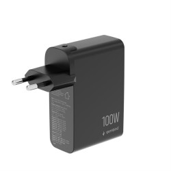 Ładowarka uniwersalna GaN 100W LCD 3xUSB-C 1xUSB-A czarna | PartsPC.pl
