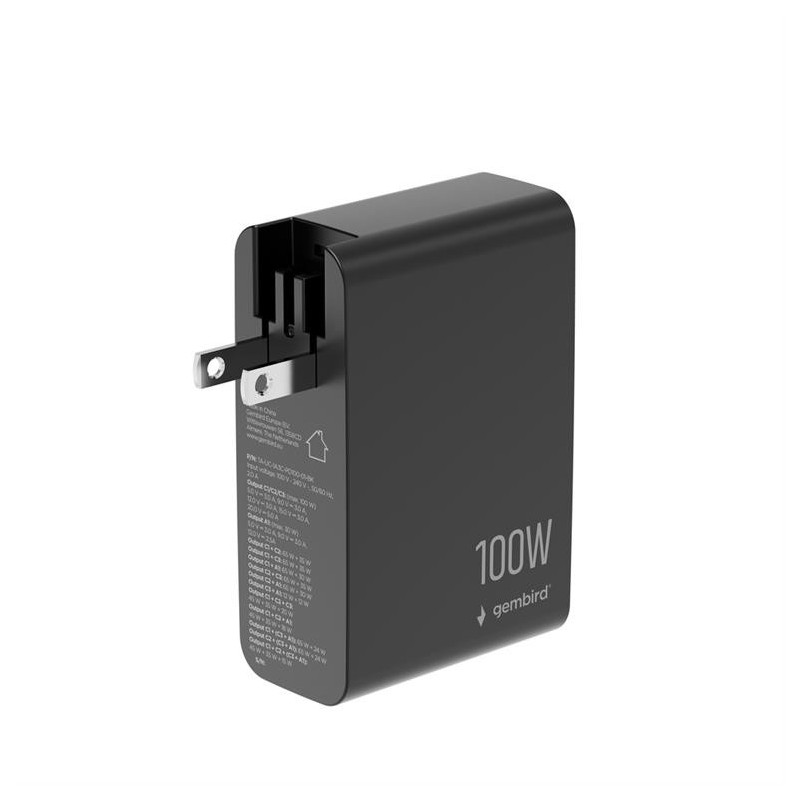Ładowarka uniwersalna GaN 100W LCD 3xUSB-C 1xUSB-A czarna | PartsPC.pl