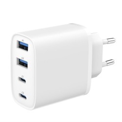 Ładowarka uniwersalna GaN 40W LCD 3xUSB-C 1xUSB-A biała | PartsPC.pl