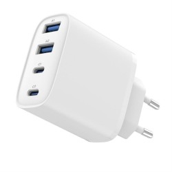 Ładowarka uniwersalna GaN 40W LCD 3xUSB-C 1xUSB-A biała | PartsPC.pl