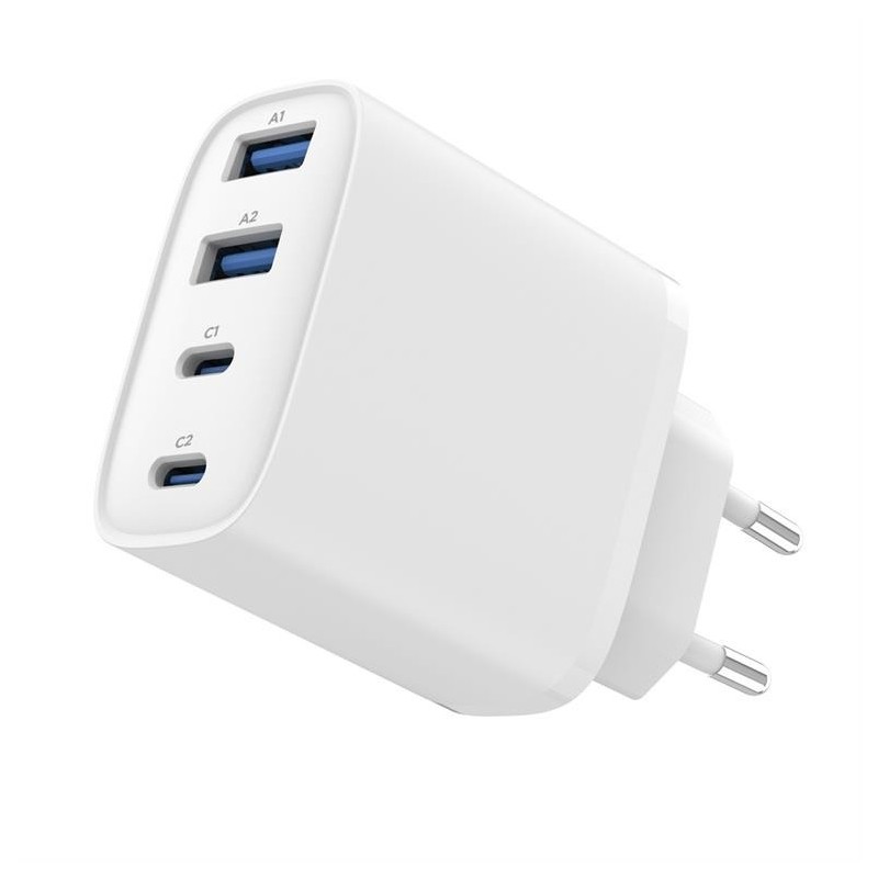 Ładowarka uniwersalna GaN 40W LCD 3xUSB-C 1xUSB-A biała | PartsPC.pl