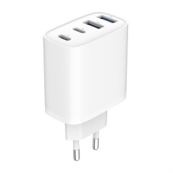 Ładowarka uniwersalna GaN 40W LCD 3xUSB-C 1xUSB-A biała | PartsPC.pl