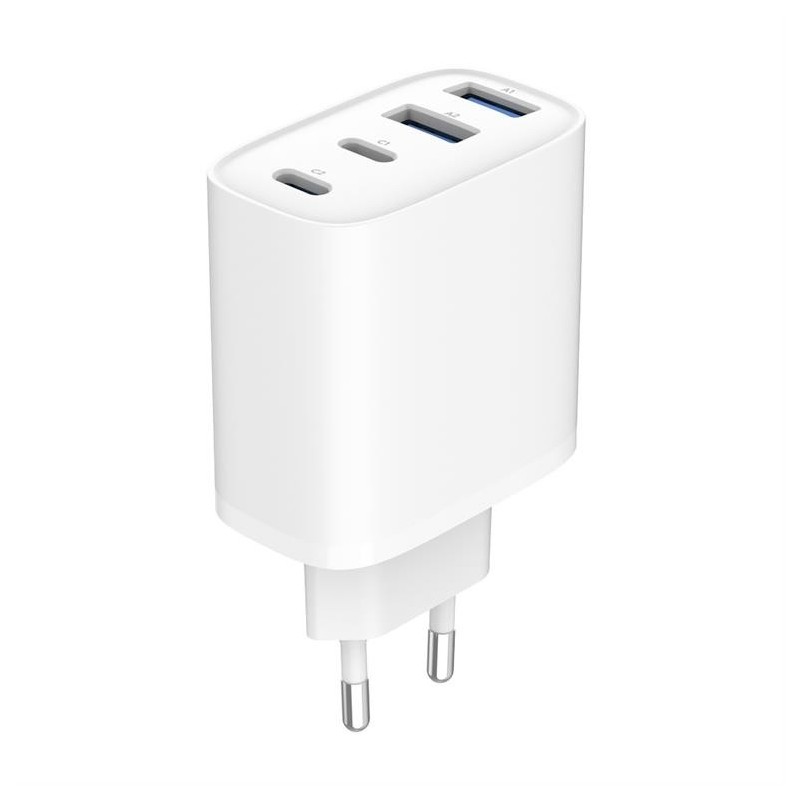 Ładowarka uniwersalna GaN 40W LCD 3xUSB-C 1xUSB-A biała | PartsPC.pl