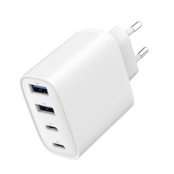 Ładowarka uniwersalna GaN 40W LCD 3xUSB-C 1xUSB-A biała | PartsPC.pl