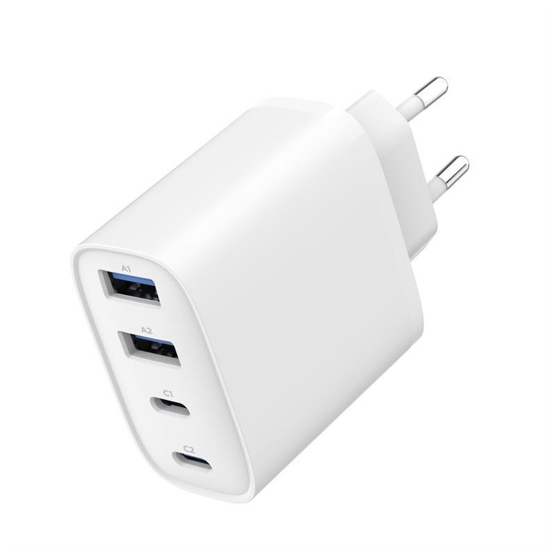 Ładowarka uniwersalna GaN 40W LCD 3xUSB-C 1xUSB-A biała | PartsPC.pl