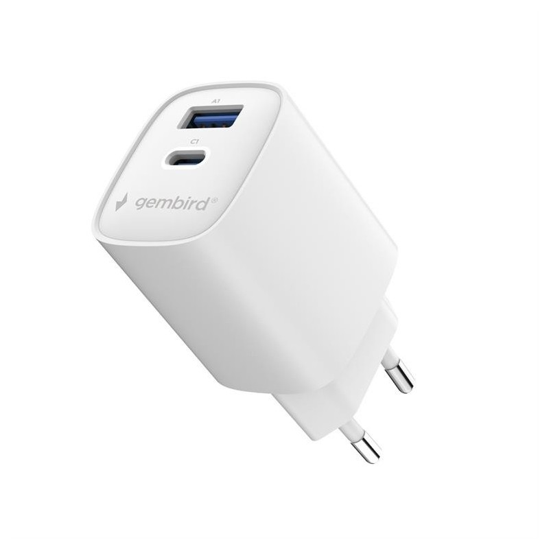 Ładowarka uniwersalna 1xUSB-C/A QC 3.0 PD 45W biała | PartsPC.pl