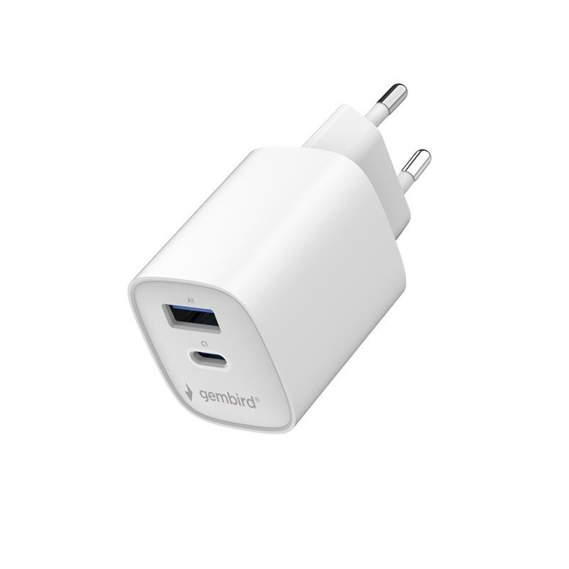 Ładowarka uniwersalna 1xUSB-C/A QC 3.0 PD 45W biała | PartsPC.pl
