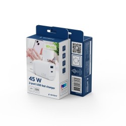 Ładowarka uniwersalna 1xUSB-C/A QC 3.0 PD 45W biała | PartsPC.pl