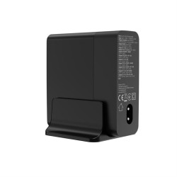 Ładowarka uniwersalna GaN 140W LCD 3xUSB-C 2xUSB-A czarna | PartsPC.pl