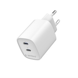 Ładowarka uniwersalna 2xUSB-C PD 45W biała | PartsPC.pl