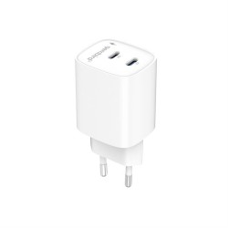 Ładowarka uniwersalna 2xUSB-C PD 45W biała | PartsPC.pl
