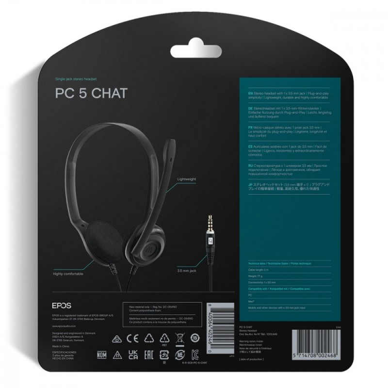 EPOS PC5 CHAT - Słuchawka stereo - Mini Jack | PartsPC.pl