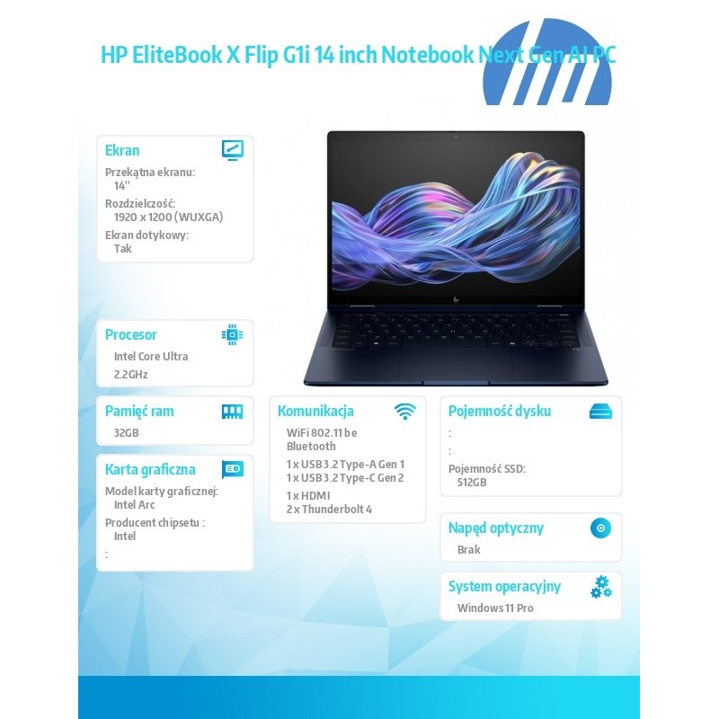 Notebook EliteBook X Flip G1i U7 258V 512GB/32GB/W11P/14 B9Z… | PartsPC.pl