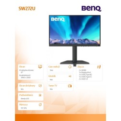 Benq Monitor 27 cali SW272U 4K LED 5ms/QHD/IPS/HDMI | PartsPC.pl