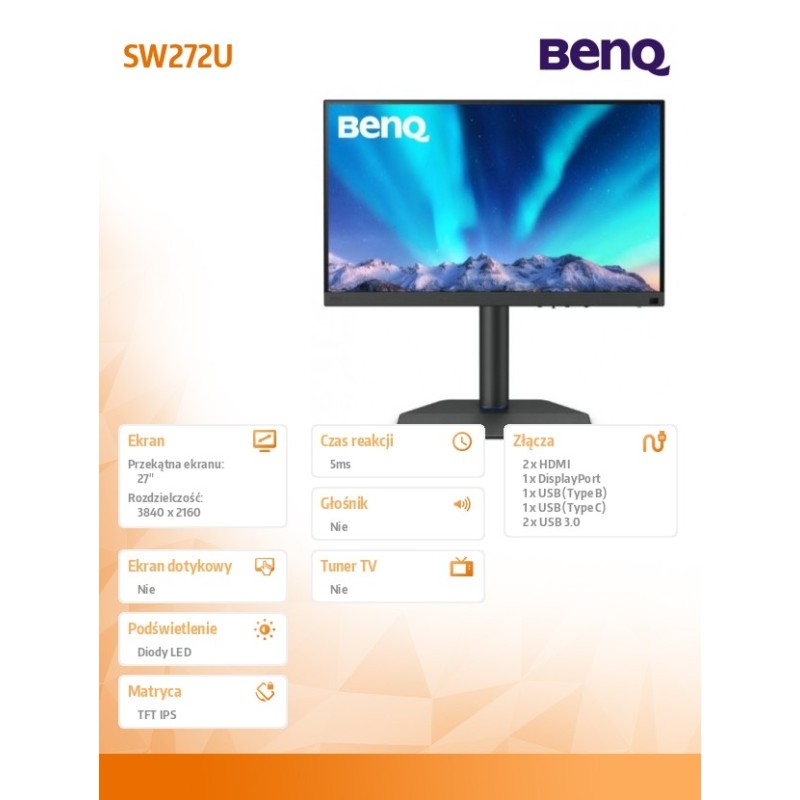 Benq Monitor 27 cali SW272U 4K LED 5ms/QHD/IPS/HDMI | PartsPC.pl