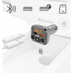 Transmter FM z bluetooth z ładowarką 18W | PartsPC.pl