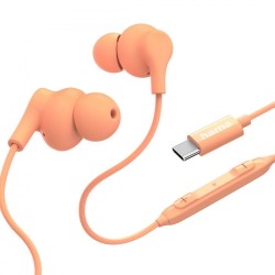 Słuchawki douszne Curly usb-c pomarańczowe | PartsPC.pl