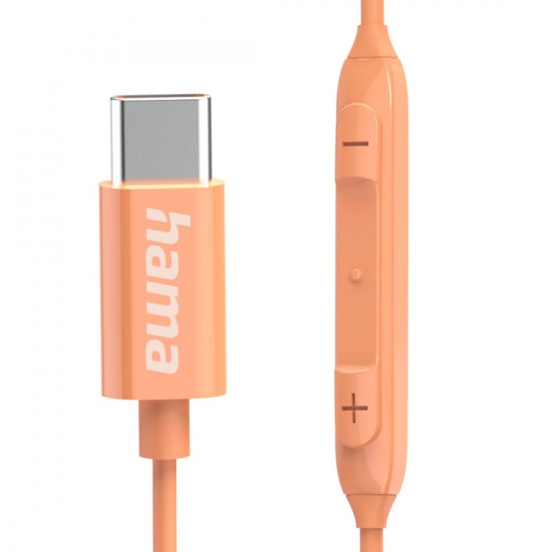 Słuchawki douszne Curly usb-c pomarańczowe | PartsPC.pl