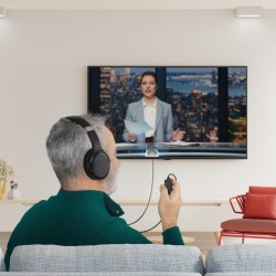 Słuchawki nauszne przewodowe TV czarne | PartsPC.pl