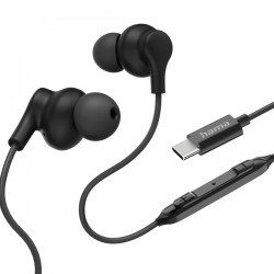Słuchawki douszne Curly USB-C czarne | PartsPC.pl