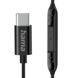 Słuchawki douszne Curly USB-C czarne | PartsPC.pl