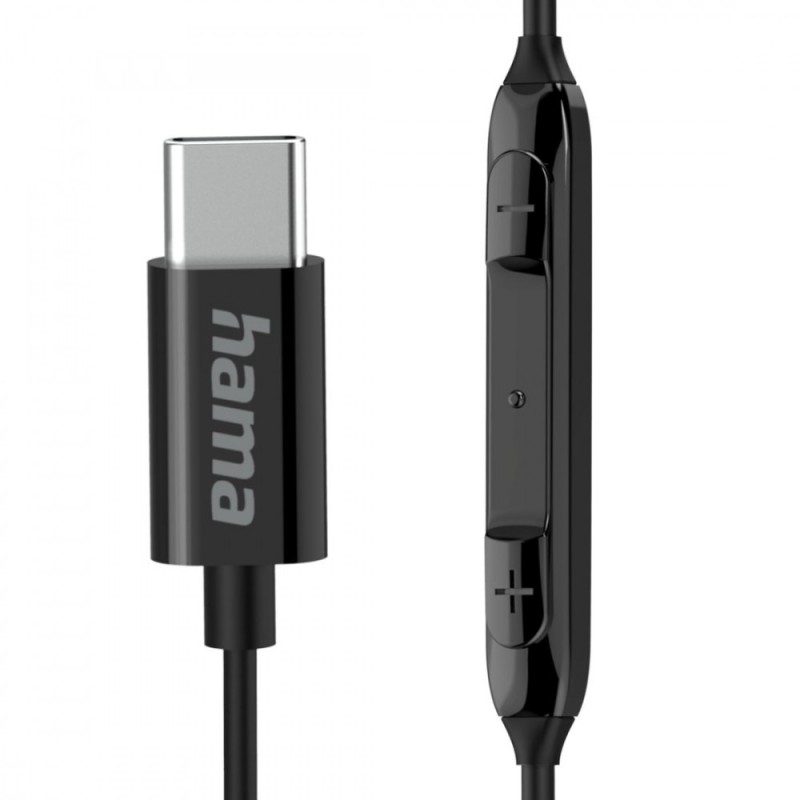 Słuchawki douszne Curly USB-C czarne | PartsPC.pl