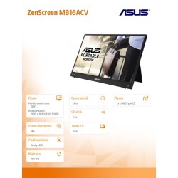 Monitor Asus 15,6" ZenScreen MB16ACV Portable USB-C